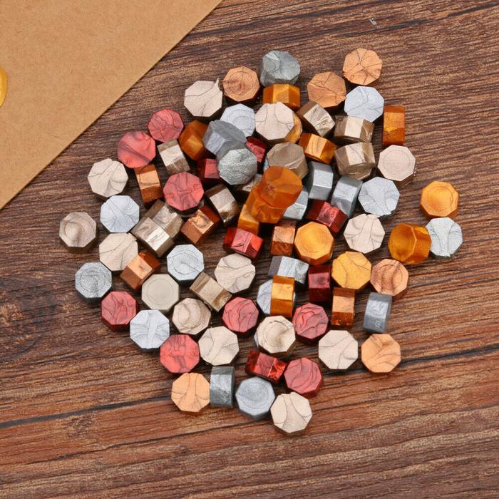Set Ceara Auriu Gri Grena sidefat perlat pentru sigilii invitatie nunta botez - Multicolor - 100 buc/pachet [1]