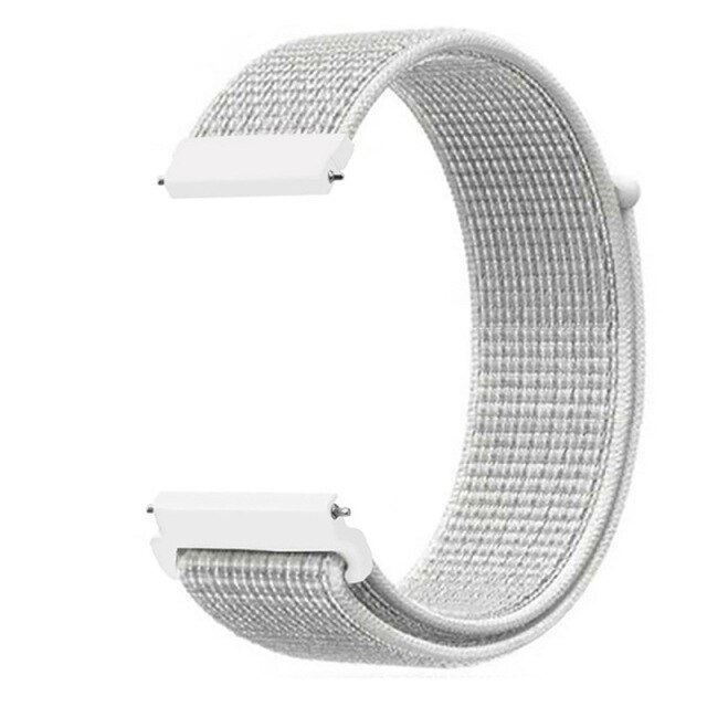 Curea compatibila 20 mm Samsung Galaxy Active 2 Gear S2 Huawei Watch GT2 42mm Amazfit BIP, din material textil cu arici, Alb, Quick Release [1]