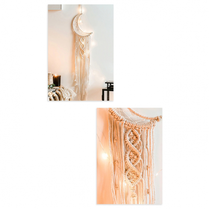 Dream Catcher BOHO Macrame Semiluna, 100 cm , Crem [3]