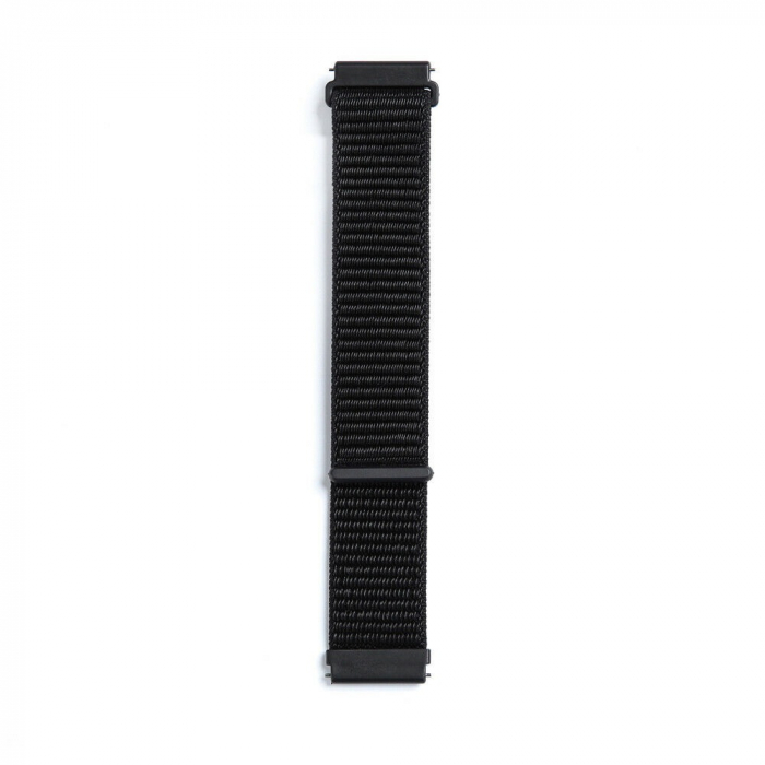 Curea compatibila 20 mm Samsung Galaxy Active 2 Gear S2 Huawei Watch GT2 42mm Amazfit BIP, din material textil cu arici, Negru, Quick Release [6]