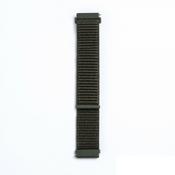 Curea compatibila 22 mm Samsung Gear S3 Huawei watch GT2 46mm Amazfit GTR 47mm, din material textil cu arici, Green Army, Quick Release [3]