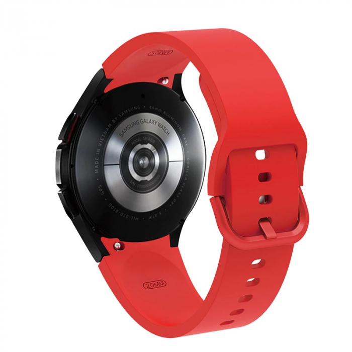 Curea silicon compatibila Samsung Galaxy Watch 4 (40mm 44mm) / Galaxy watch 4 Clasic ( 42mm 46mm ), Rosu, 20 mm, Quick Release [3]