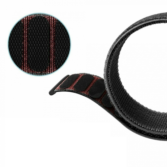 Curea compatibila 22 mm Samsung Gear S3 Huawei watch GT2 46mm Amazfit GTR 47mm, din material textil cu arici, Negru, Quick Release [4]