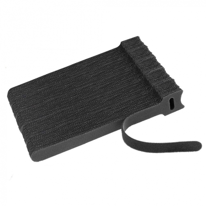 Set 50 banda cu arici Velcro 15cm x 1.2 cm, Negru [1]