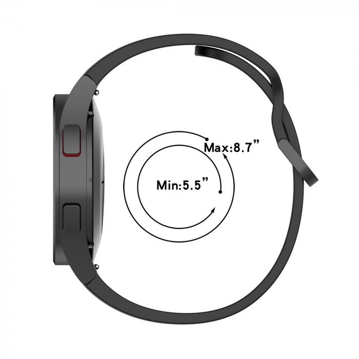 Curea silicon compatibila Samsung Galaxy Watch 4 (40mm 44mm) / Galaxy watch 4 Clasic ( 42mm 46mm ), Negru ,20 mm, Quick Release [6]