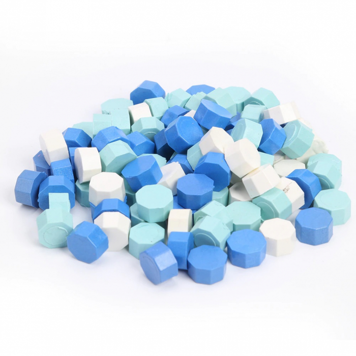 Set Ceara Alb Albastru Sky blue pastelat pentru sigilii invitatie nunta botez - Multicolor - 100 buc/pachet [3]