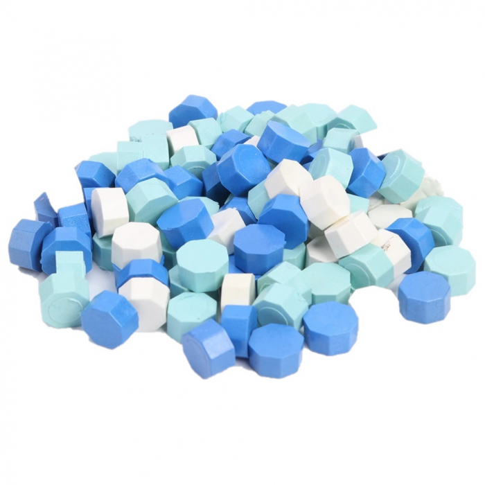 Set Ceara Alb Albastru Sky blue pastelat pentru sigilii invitatie nunta botez - Multicolor - 100 buc/pachet [1]