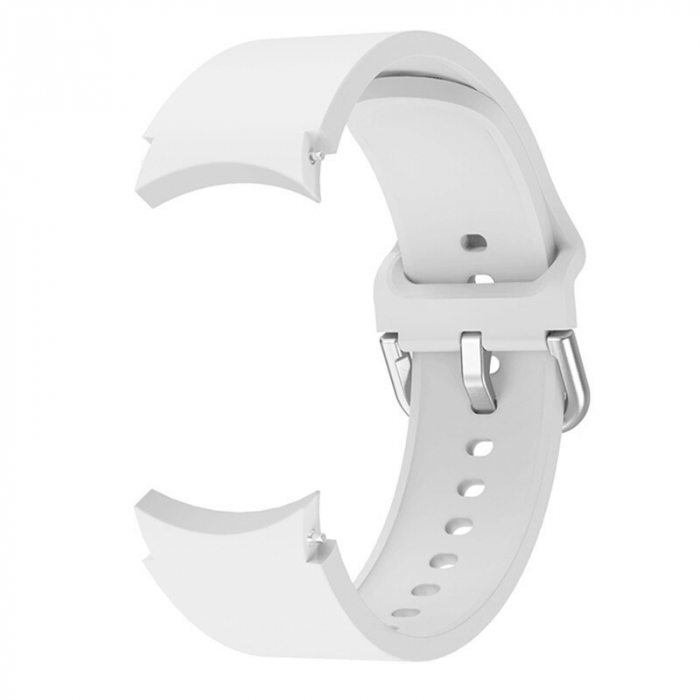 Curea silicon compatibila Samsung Galaxy Watch 4 (40mm 44mm) / Galaxy watch 4 Clasic ( 42mm 46mm ), Alb,20 mm, Quick Release [5]