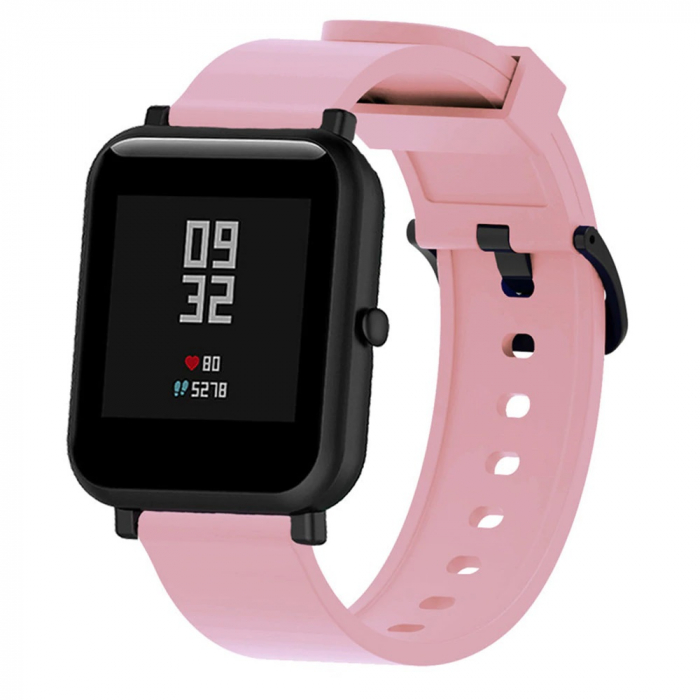Curea compatibila Amazfit Bip / Gear S2 20mm, Galaxy (42mm), din silicon cu sistem Quick release smartwatch , Roz / Pink [2]
