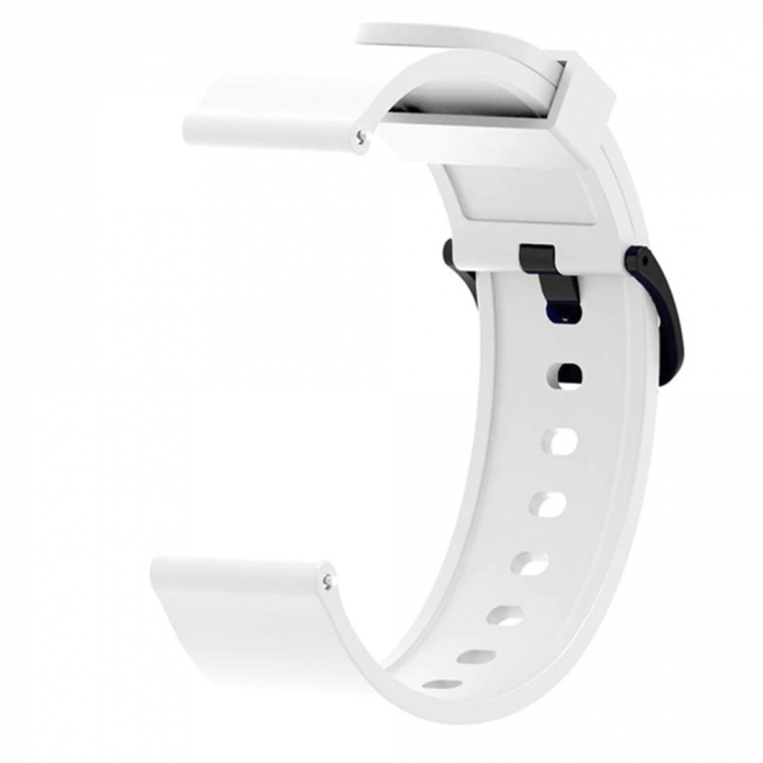 Curea compatibila Amazfit Bip / Gear S2 20mm, Galaxy (42mm), din silicon cu sistem Quick release smartwatch , Alb / White [1]