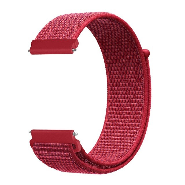Curea compatibila 22 mm Samsung Gear S3 Huawei watch GT2 46mm Amazfit GTR 47mm, din material textil cu arici, Rosu, Quick Release [1]