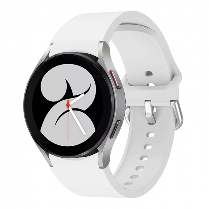 Curea silicon compatibila Samsung Galaxy Watch 4 (40mm 44mm) / Galaxy watch 4 Clasic ( 42mm 46mm ), Alb,20 mm, Quick Release [4]