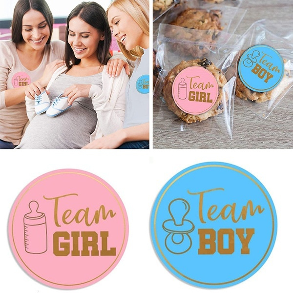 Set 20 buc stickere Team Boy, petrecere baietel, Albastru, Team Girl petrecere fetita, Roz, Petrecere copii, Gender Reveal / Baby shower [5]
