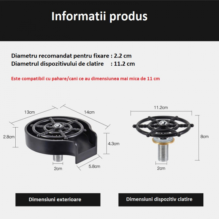 Kit Rinser pentru pahare, cani, biberoane, halba, clatire sub jet de presiune, cu furtun si conector direct [8]