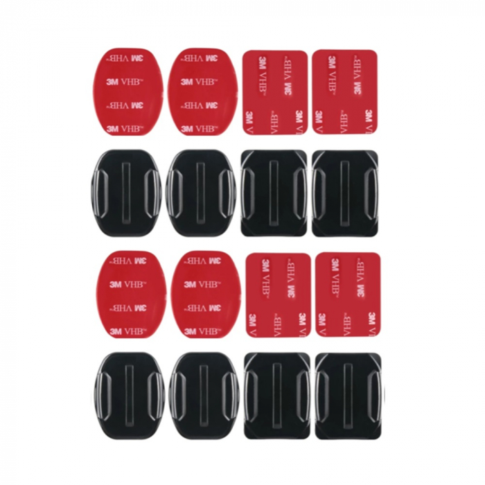 Set monturi 8 buc prindere adeziva 3M , 4 dreapte , 4 curbate, quick release, compatibil GoPro Hero 4 5 6 7 8, SJCAM, Xiaomi Yi, DJI Osmo Action [1]