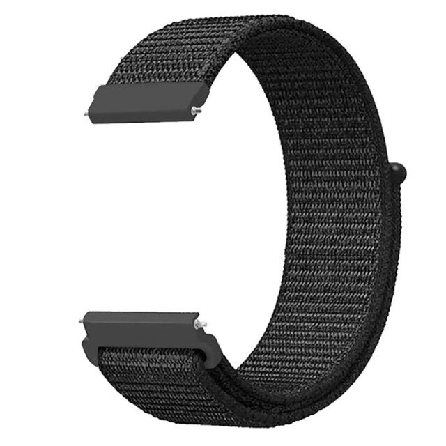 Curea compatibila 20 mm Samsung Galaxy Active 2 Gear S2 Huawei Watch GT2 42mm Amazfit BIP, din material textil cu arici, Negru, Quick Release [1]