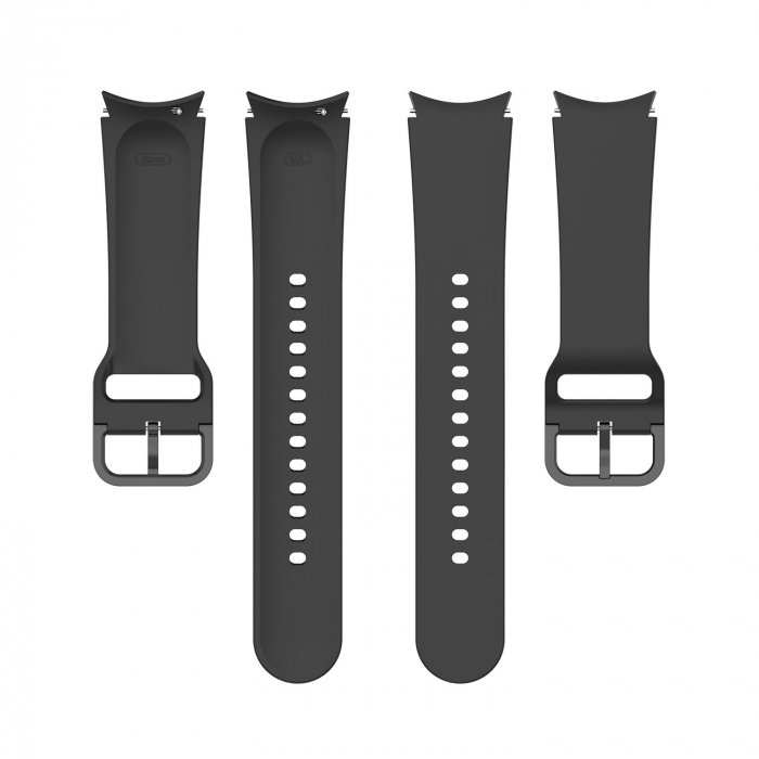 Curea silicon compatibila Samsung Galaxy Watch 4 (40mm 44mm) / Galaxy watch 4 Clasic ( 42mm 46mm ), Negru ,20 mm, Quick Release [2]