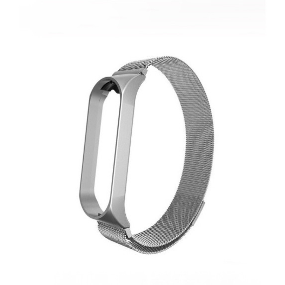 Bratara din otel inoxidabil, combatibil Xiaomi Mi Band 3/4, Inchidere magnetica, Argintiu [1]