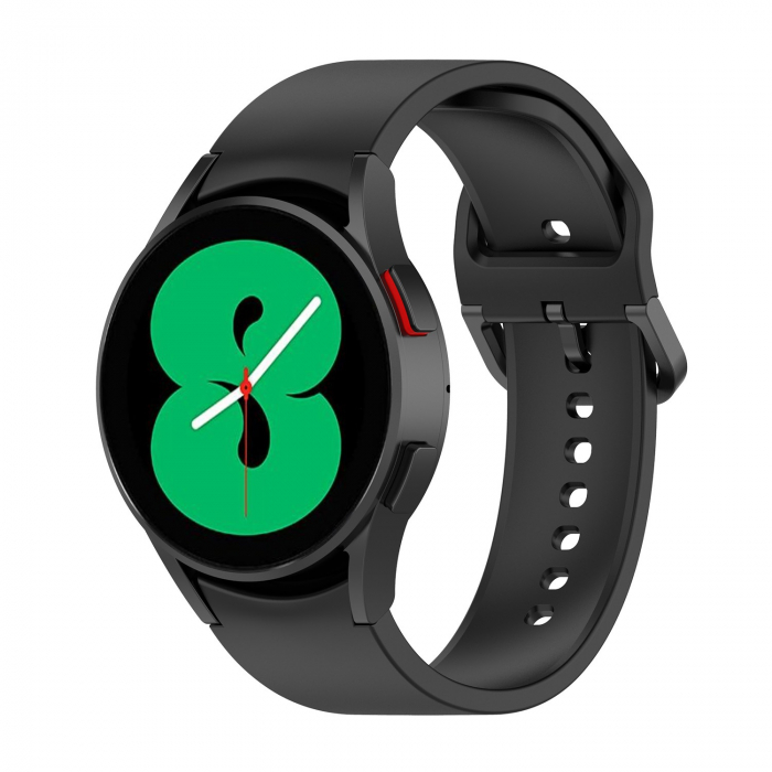 Curea silicon compatibila Samsung Galaxy Watch 4 (40mm 44mm) / Galaxy watch 4 Clasic ( 42mm 46mm ), Negru ,20 mm, Quick Release [4]
