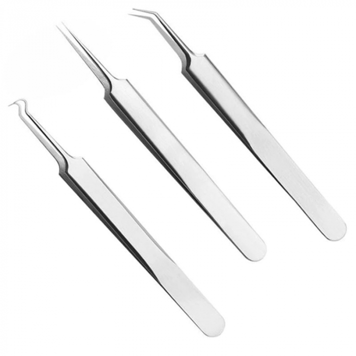 Trusa pentru extractia punctelor negre si a cosurilor, 6 piese, inox , husa din piele ecologica, Neagra [7]