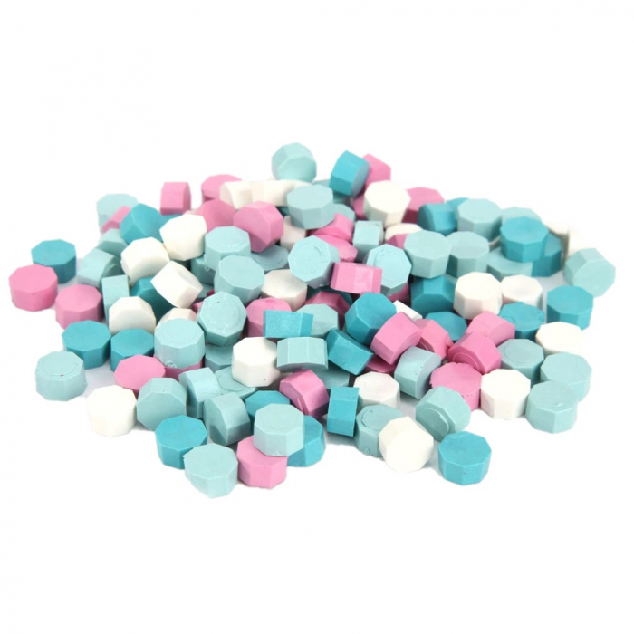Set Ceara Roz Alb Turqoise pastelat pentru sigilii invitatie nunta botez - Multicolor - 100 buc/pachet [1]
