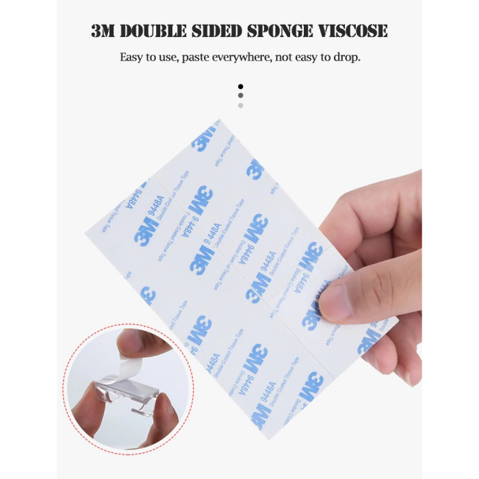 Set 20 de piese pentru organizat calburi cu adeziv 3M, Negru [5]