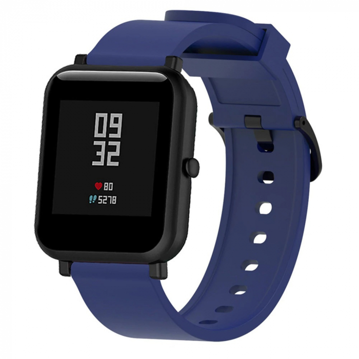 Curea compatibila Amazfit Bip / Gear S2 20mm, Galaxy (42mm), din silicon cu sistem Quick release smartwatch , Midnight blue / Albastru Inchis [2]