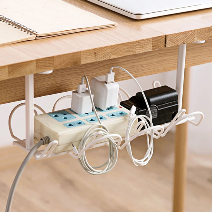 Suport de prins sub birou pentru organizare cabluri, mascat cabluri, multi-functional, Alb [2]