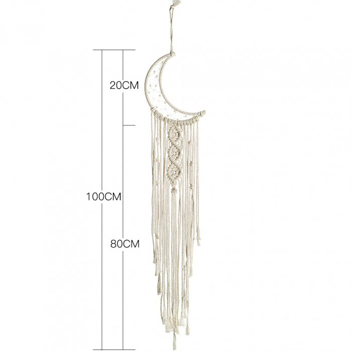 Dream Catcher BOHO Macrame Semiluna, 100 cm , Crem [2]