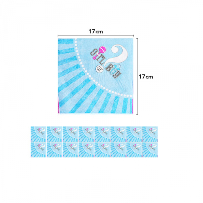 Set 16 servetele din hartie model Boy or Girl pentru petrecerea de gender reveal. [2]
