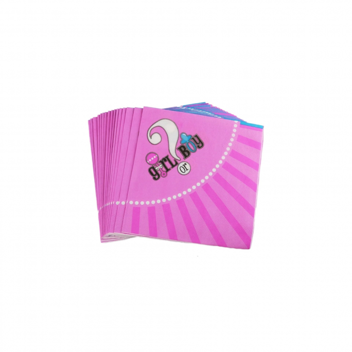 Set 16 servetele din hartie model Boy or Girl pentru petrecerea de gender reveal. [3]