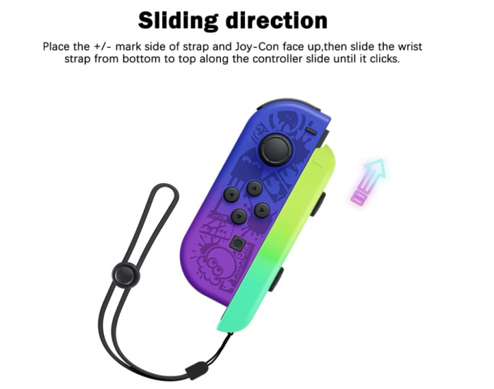 Set 2 Joy-Con Strap pentru nintendo swtich Splatoon edition, Compatibil cu Nintendo Switch/Switch OLED, Albastru/Mov-Galben/Verde, PHN Mag [4]