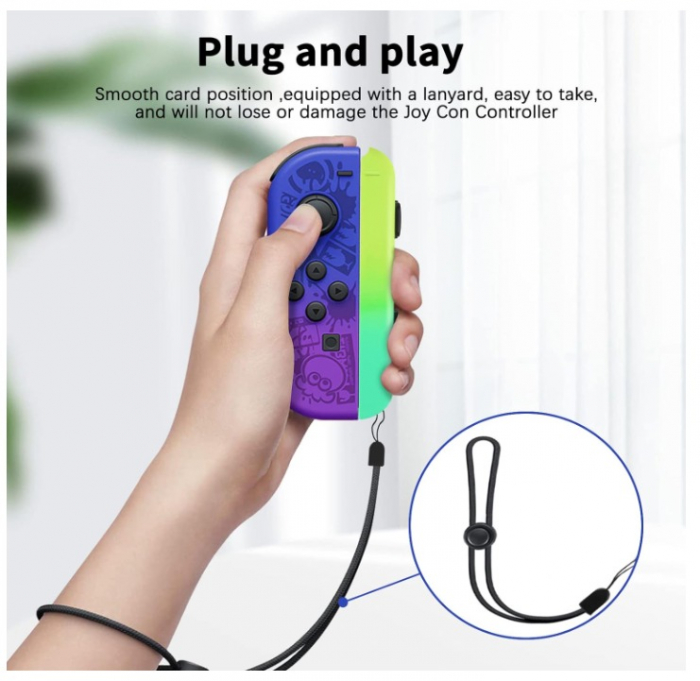 Set 2 Joy-Con Strap pentru nintendo swtich Splatoon edition, Compatibil cu Nintendo Switch/Switch OLED, Albastru/Mov-Galben/Verde, PHN Mag [5]
