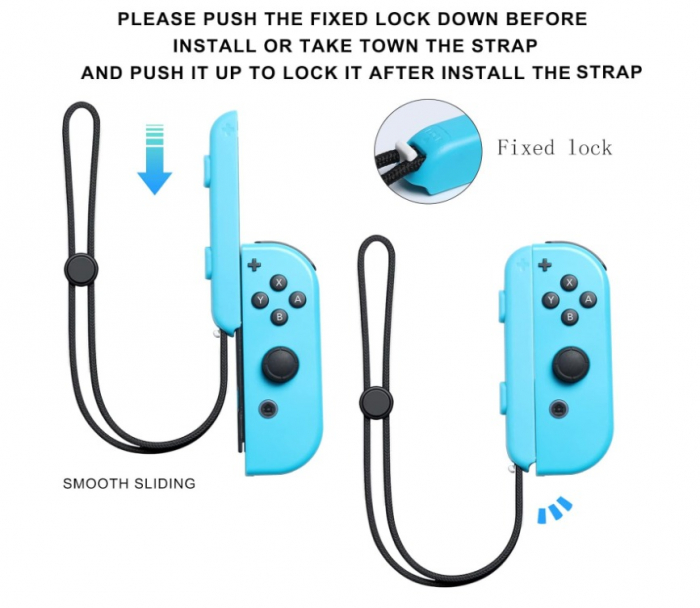 Set 2 Joy-Con Strap pentru nintendo swtich, Compatibil cu Nintendo Switch/Switch OLED, Rosu - Albastru, PHN Mag [5]