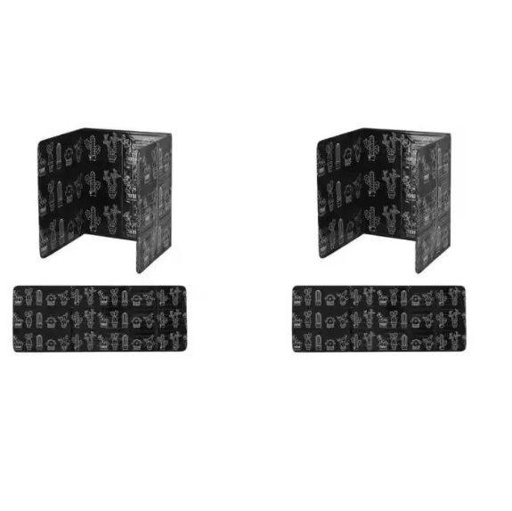 Set 2 Paravane Pliabile din Aluminiu, Negru cu Imprimeu, pentru aragaz, portabil, anti-stropi, protectie ampla, 84 x 32,5 cm [1]