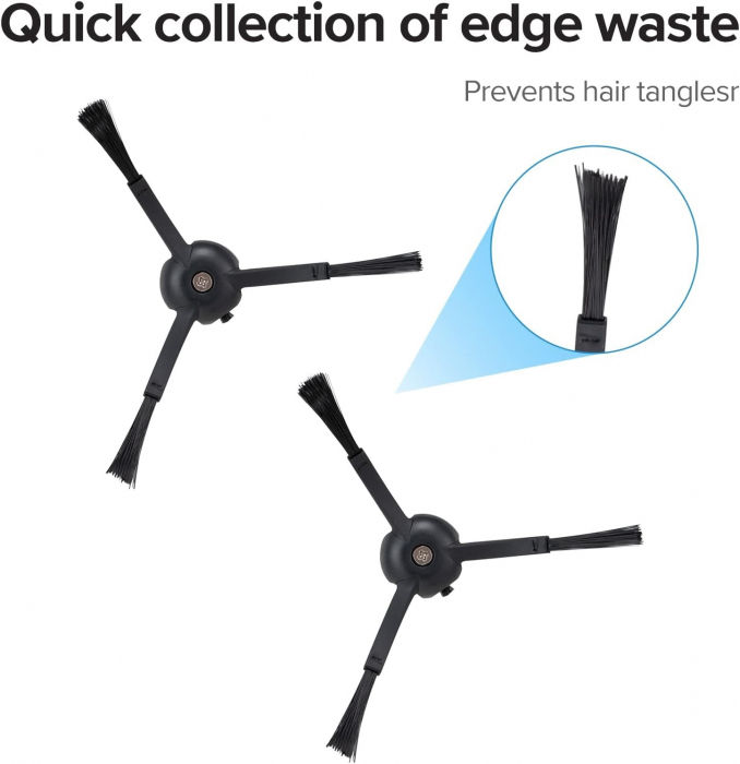 Set 2 perii laterale negre originale Roborock – compatibile E, S, Q Series (E25, S55, Q Revo, S85 Pro Ultra) [7]