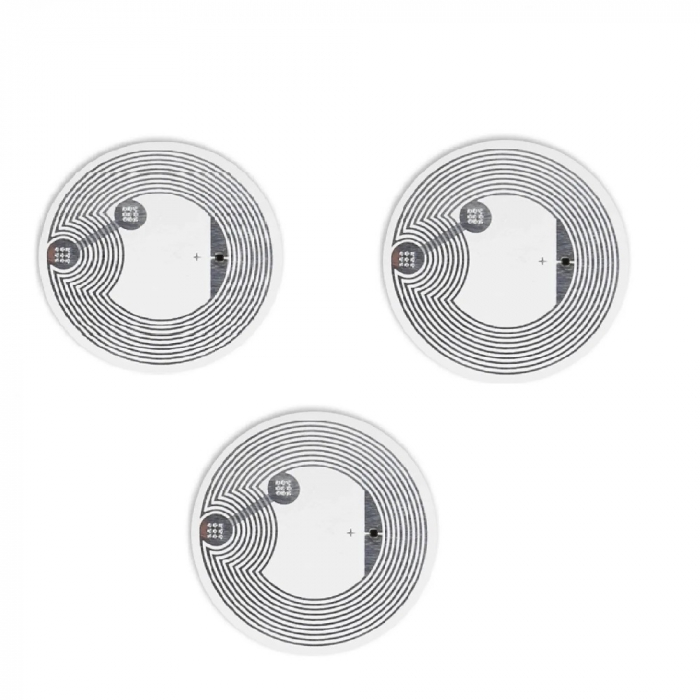 Set 3 pcs - Sticker NFC213 autoadeziv, Tag RFID, rotund, 13.56mHz, PHN Mag, cip programabil, scriere/citire cu telefon mobil, Alb [1]