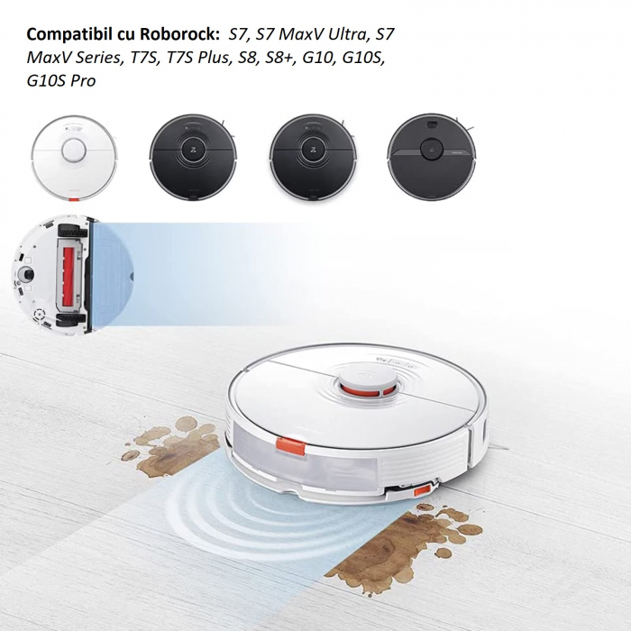 Set 9 Piese Compatibil Roborock S7, S7 MaxV Ultra, S7 MaxV Series, T7S, T7S Plus, S8, S8+, G10, G10S, G10S – Perii, Filtre HEPA, Mopuri, Perie Centrală [8]