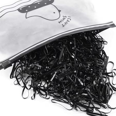 Set elastice de par pentru codite, 1000 bucati, cauciuc, Negru [3]