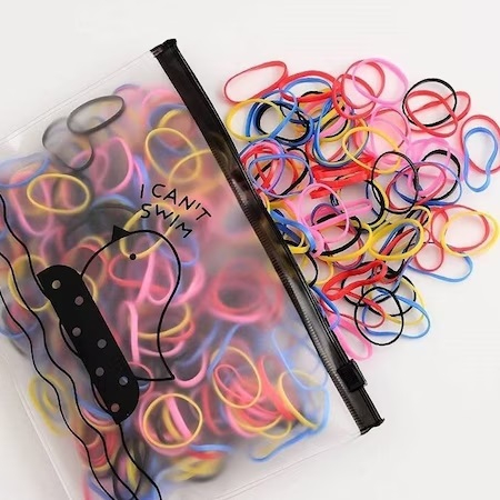 Set elastice de par pentru codite, 1000 bucati, cauciuc, Negru Multicolor [3]
