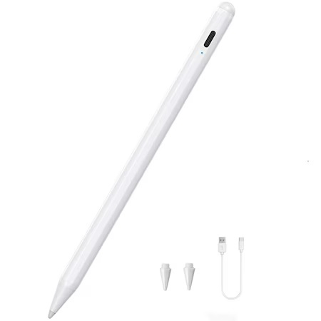 Stylus Pen touch PHN Mag, cu 2 penite, pix compatibil cu Sistemul Android, Touch control, Magnetic, USB-C, Penite anti-zgarietura, Alb [3]