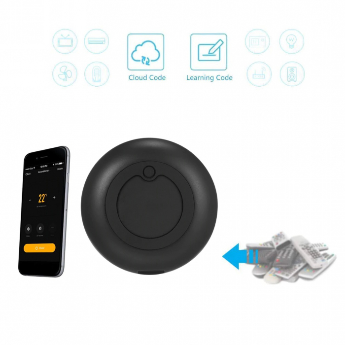 Telecomanda smart IR WiFi, control TV A/C, aplicatie Tuya Smart, compatibil cu Alexa si Google Assistant, Universala, Negru [5]