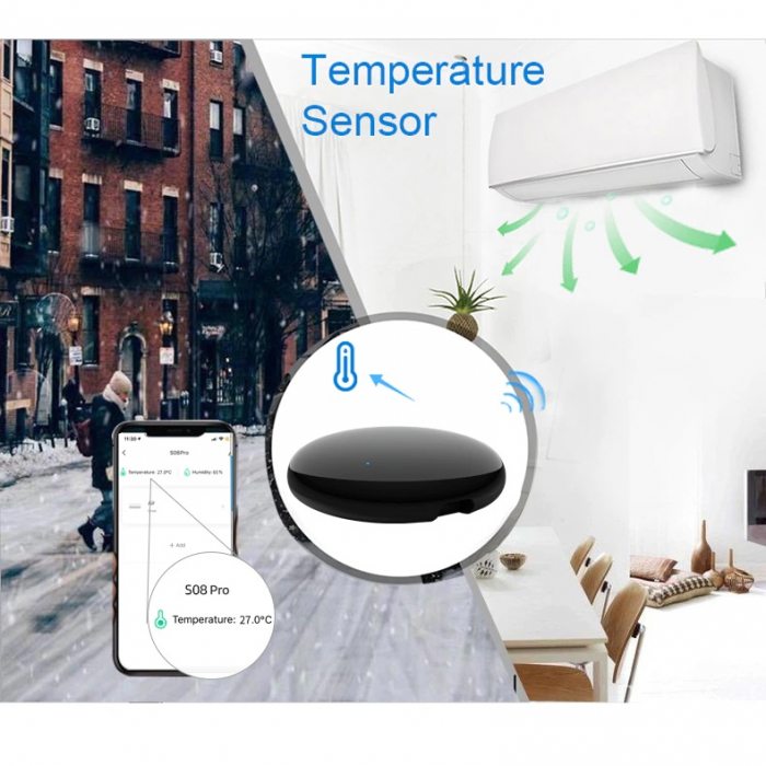 Telecomanda smart IR WiFi, control TV A/C, aplicatie Tuya Smart, compatibil cu Alexa si Google Assistant, Universala, Negru [6]