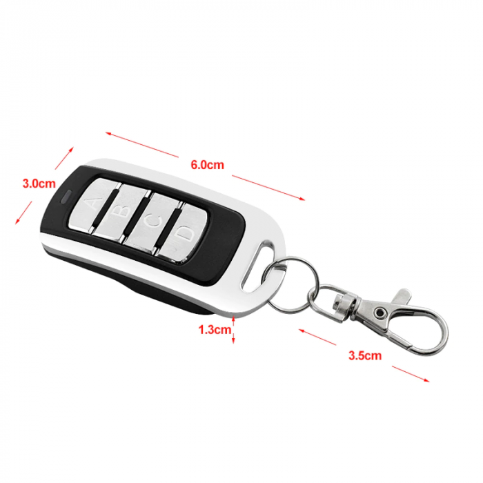 Telecomanda universala cu invatare compatibil BFT, 4 butoane, cod aleatoriu, 280-868 Mhz, pentru poarta electrica, garaj, 12 V, patrata, Negru- Argintiu [3]