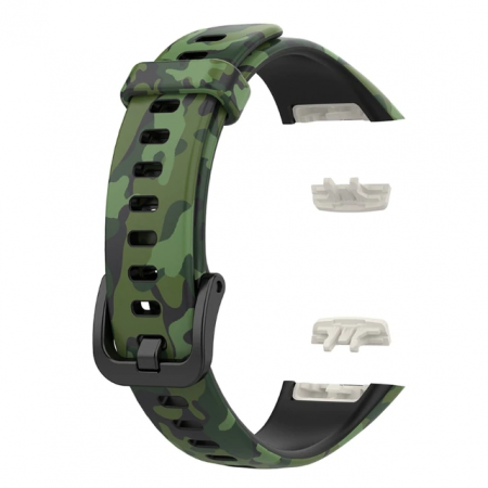 Huawey Honor Band 6 - Curea silicon compatibila Huawei Band 6/ Honour Band 6 Smartwatch, Quick Release, Verde Camuflaj