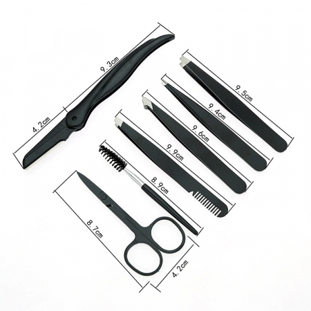 Set de ingrijire pentru sprancene , 7 Accesorii, Husa depozitare, Negru [1]