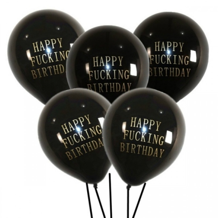 Balon La multi ani , Happy F*cking Birthday , Negru [1]