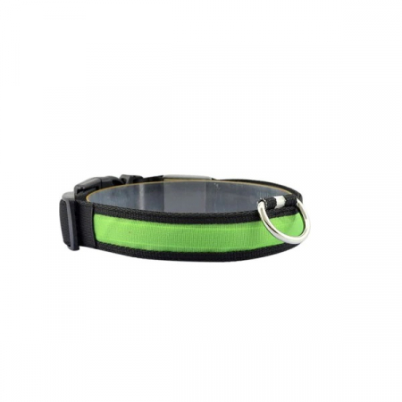 Pet shop - Zgarda caini cu LED, marimea L, Verde , Reglabila 45-53 cm