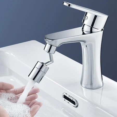 Adaptor universal atasabil la robinet pivotant cu cot rotire 720 , functie economizor filtrare antistropire , Dimensiune M22 mama cu adaptor M23 tata, Argintiu [5]