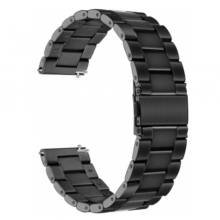 Samsung Gear - Curea compatibila Samsung Gear S3 / Galaxy 22mm , Huawei GT 2 (46mm), din otel inoxidabil cu sistem Quick release smartwatch , Negru / Black